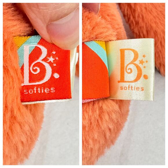 B Softies Orange Bunny Rabbit Plush Lovey Stuffed Animal Floppy Confetti Ears - Picture 6 of 7